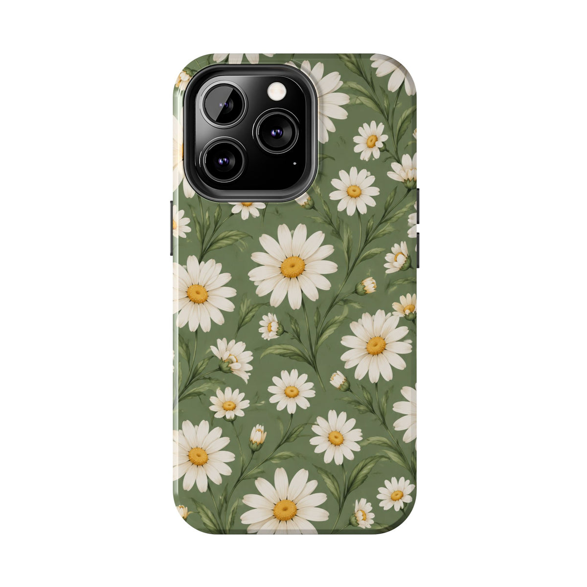 Daisy Pattern Tough Phone Case — Protective Floral iPhone Case