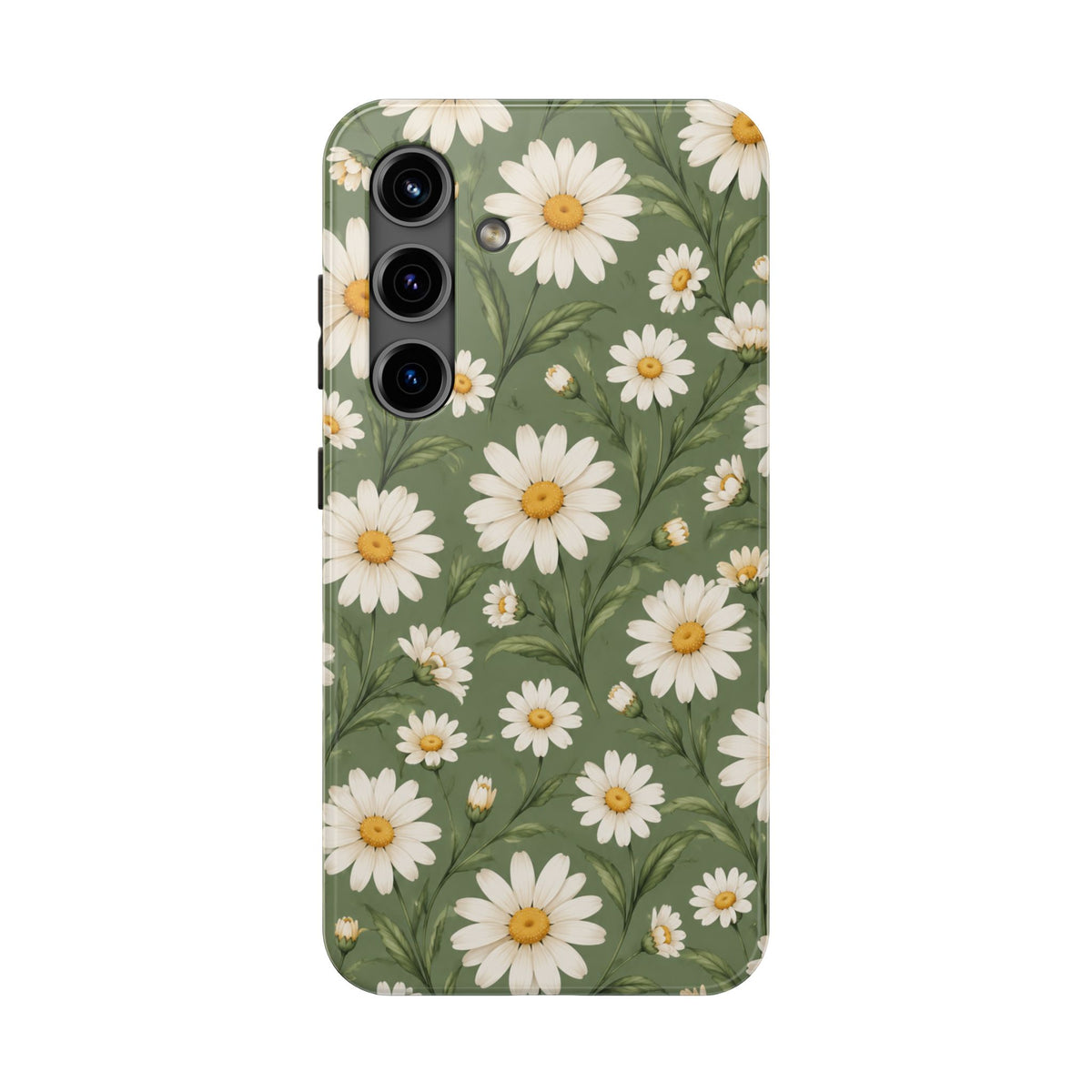 Daisy Pattern Tough Phone Case — Protective Floral iPhone Case