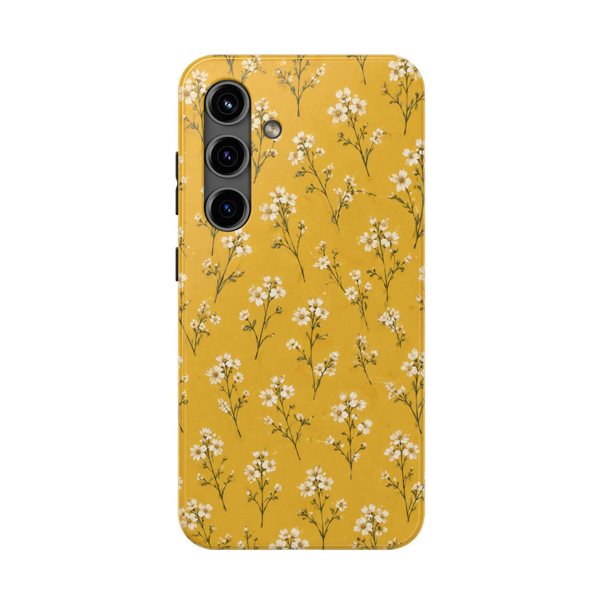 Mustard Floral Tough Phone Case — Daisy Sprig Protective Phone Case