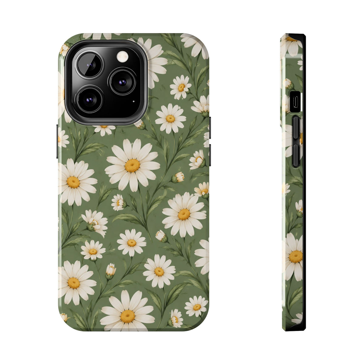 Daisy Pattern Tough Phone Case — Protective Floral iPhone Case