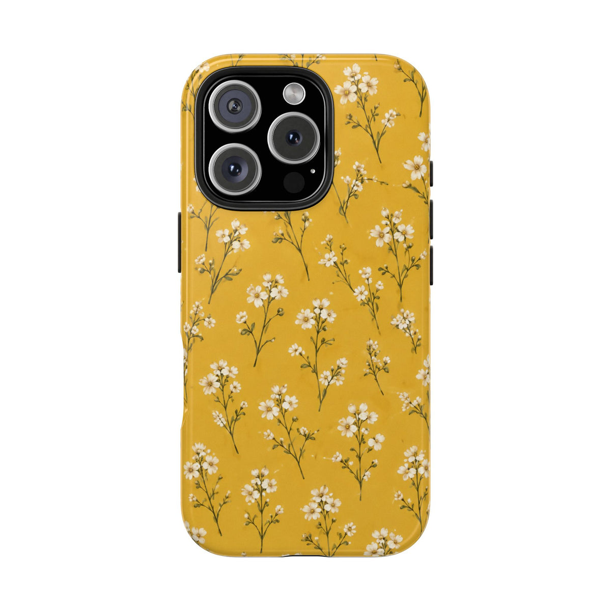 Mustard Floral Tough Phone Case — Daisy Sprig Protective Phone Case